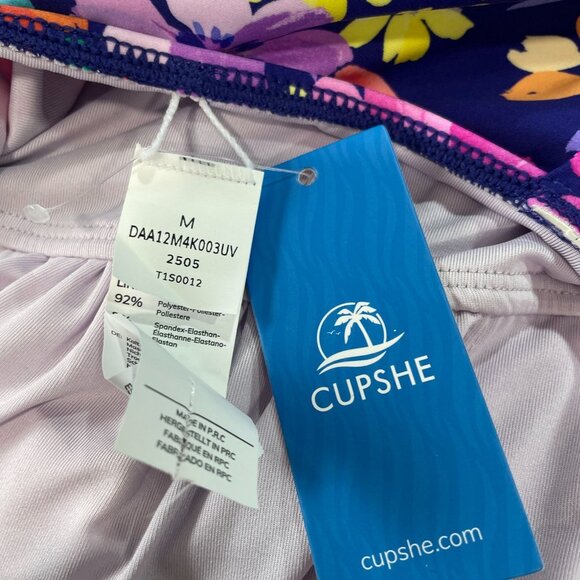 Cupshe Floral One Piece Swim Dress Skirted Swimsuit Tropical Summer Beachwear - Picture 7 of 8